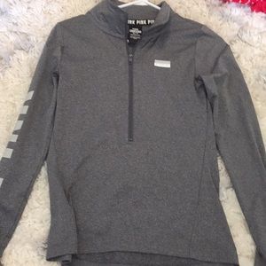 gray pink half zip sweater